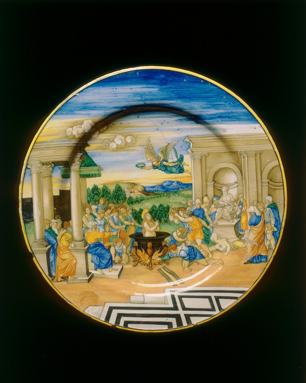 Martírio de Santa Cecília, prato de Nicolò Pellipario