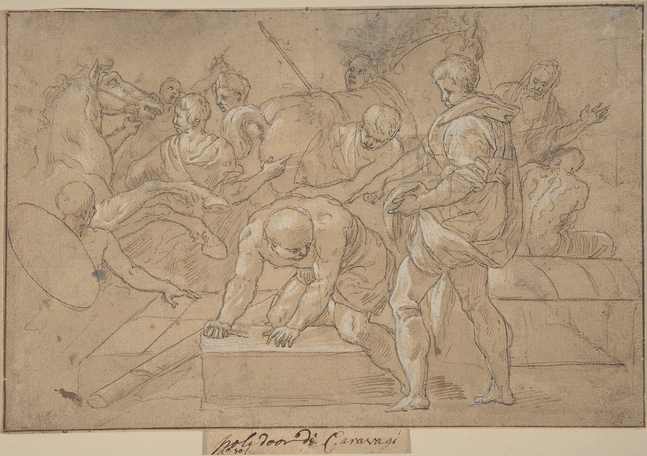 Estudo de Composição de Cena Histórica para Chapelle de Guise, século XVI. de Nicolò dell
