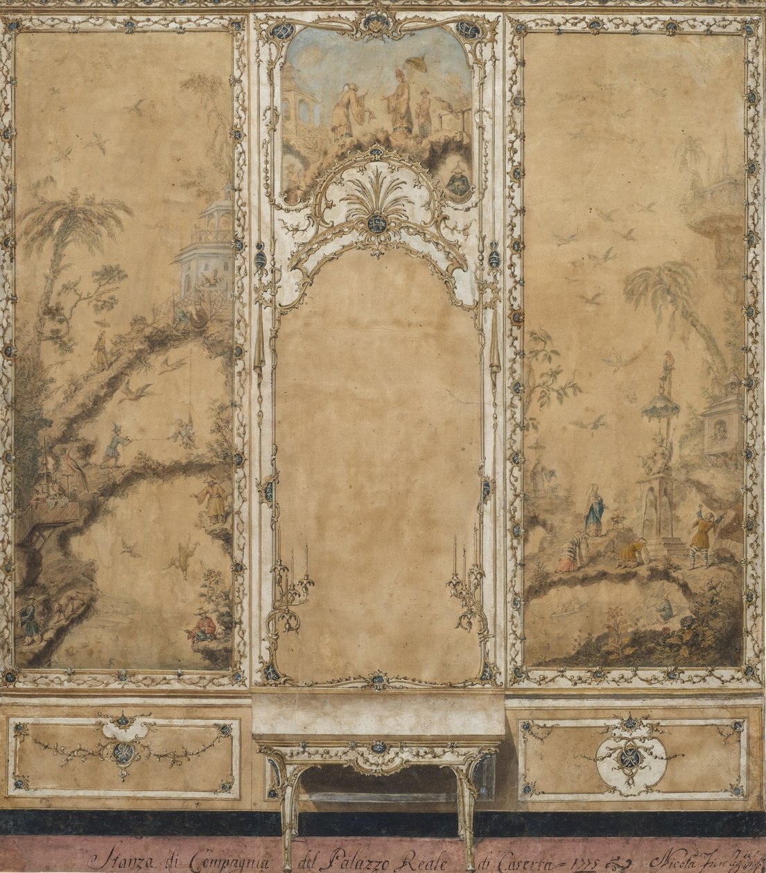 Decoração de parede para a sala de desenho do Palácio de Caserta de Nicola Fiore
