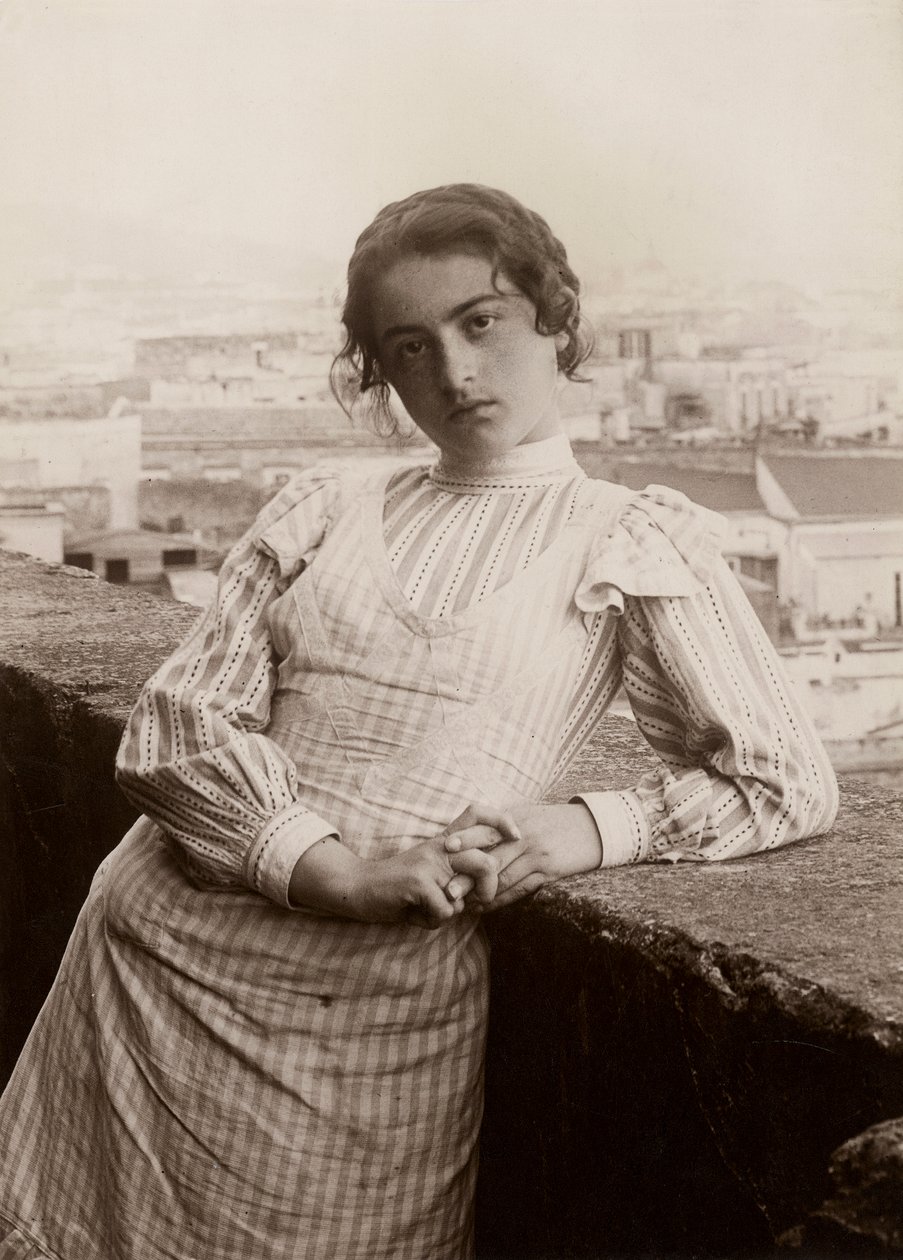 Mulher jovem num terraço, Nápoles de Nicola Biondi