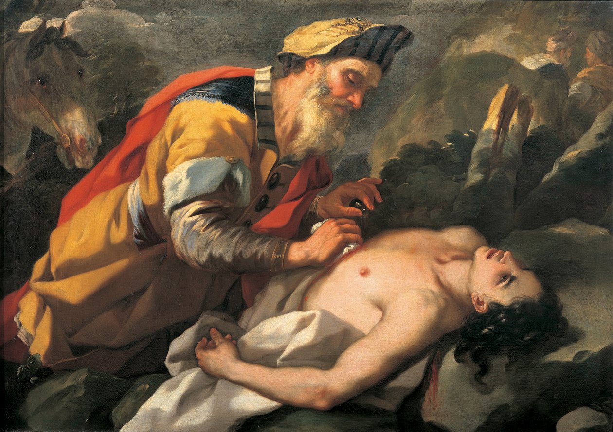 O Bom Samaritano, cerca de 1705. de Nicola Malinconico