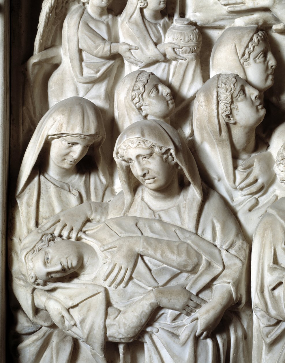 A cadeira de detalhes da crucificação realizada por Nicola Pisano de Nicola Pisano