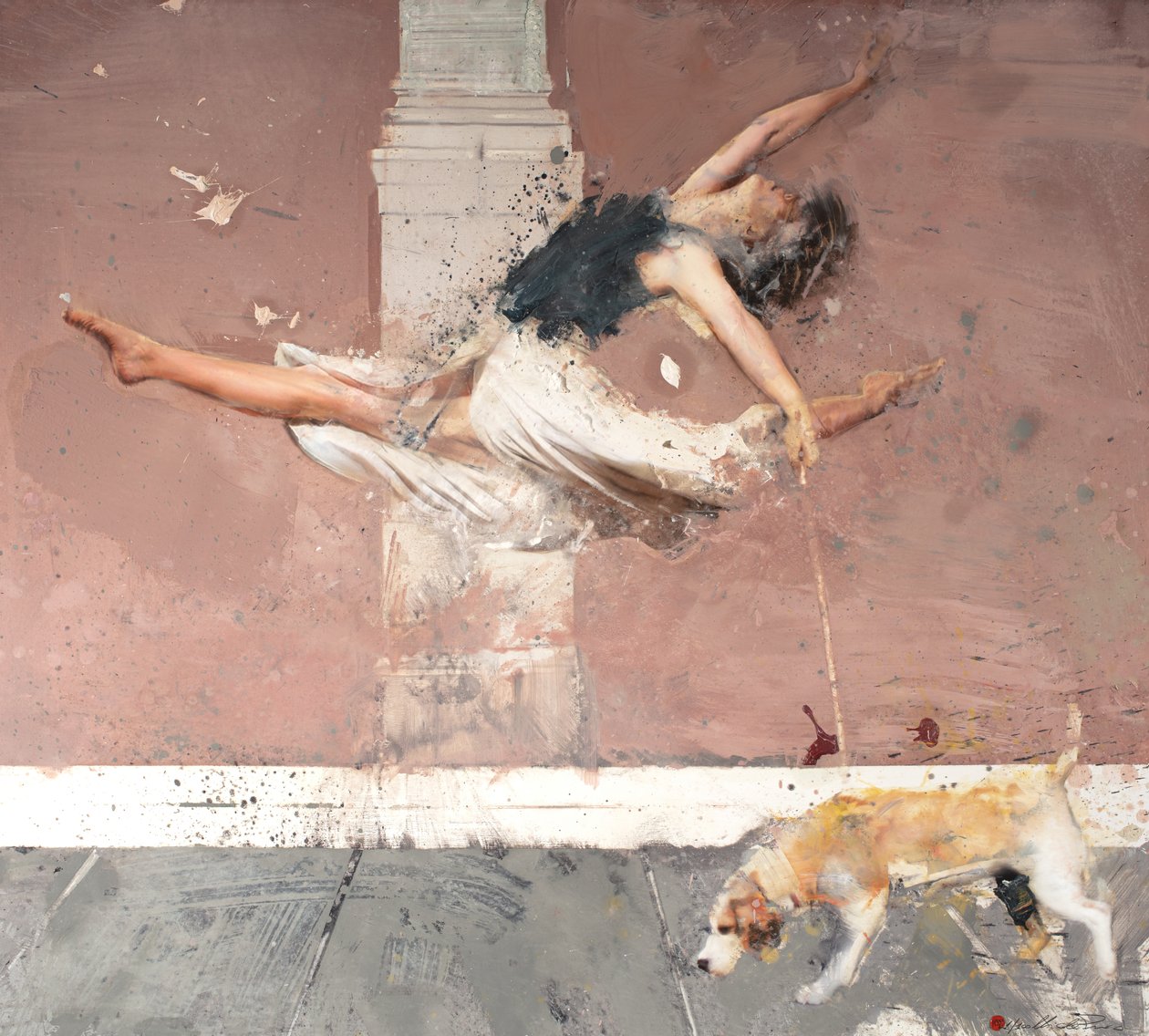 Bailarina com cão, 2021 (óleo sobre tela) de Nicola Pucci