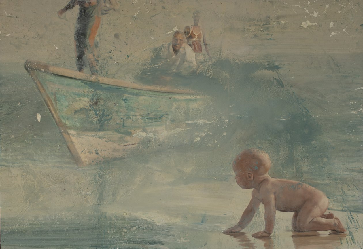 Criança na praia, 2016 (óleo sobre tela) de Nicola Pucci