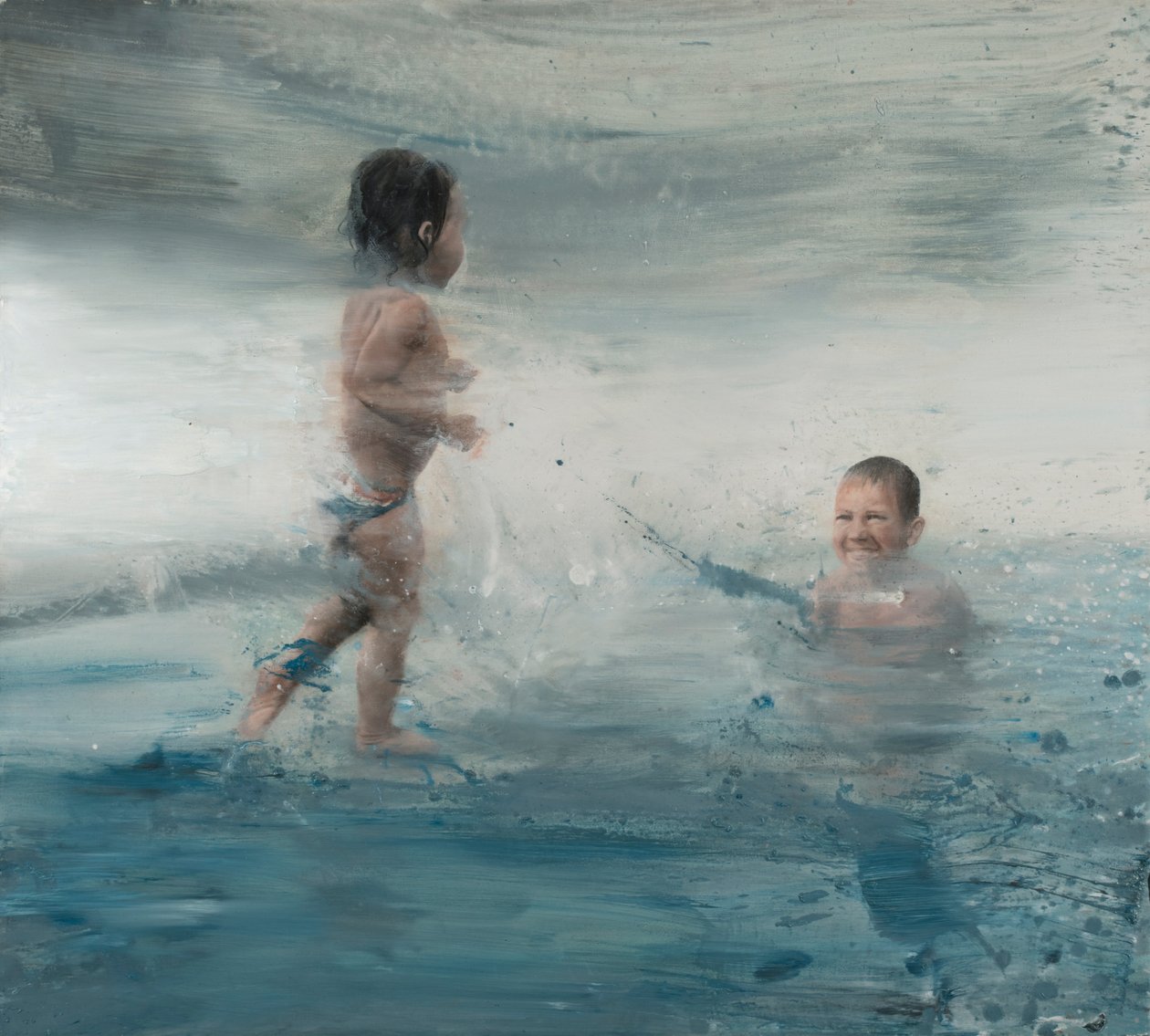 Crianças no mar, 2015 (óleo sobre tela) de Nicola Pucci