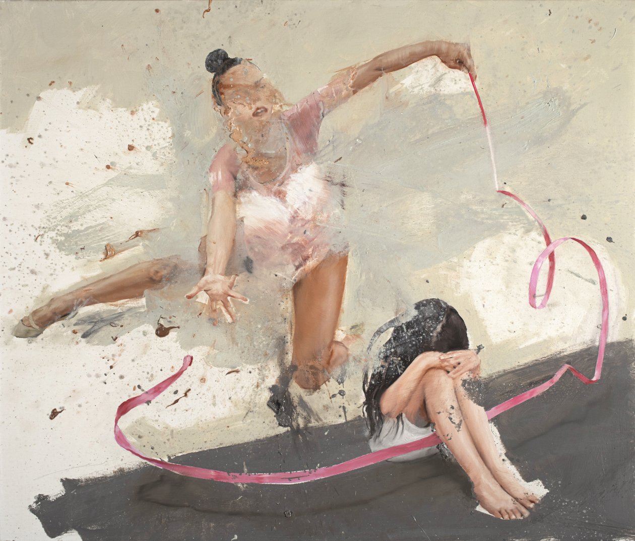 Rapariga agachada, 2022 (óleo sobre tela) de Nicola Pucci