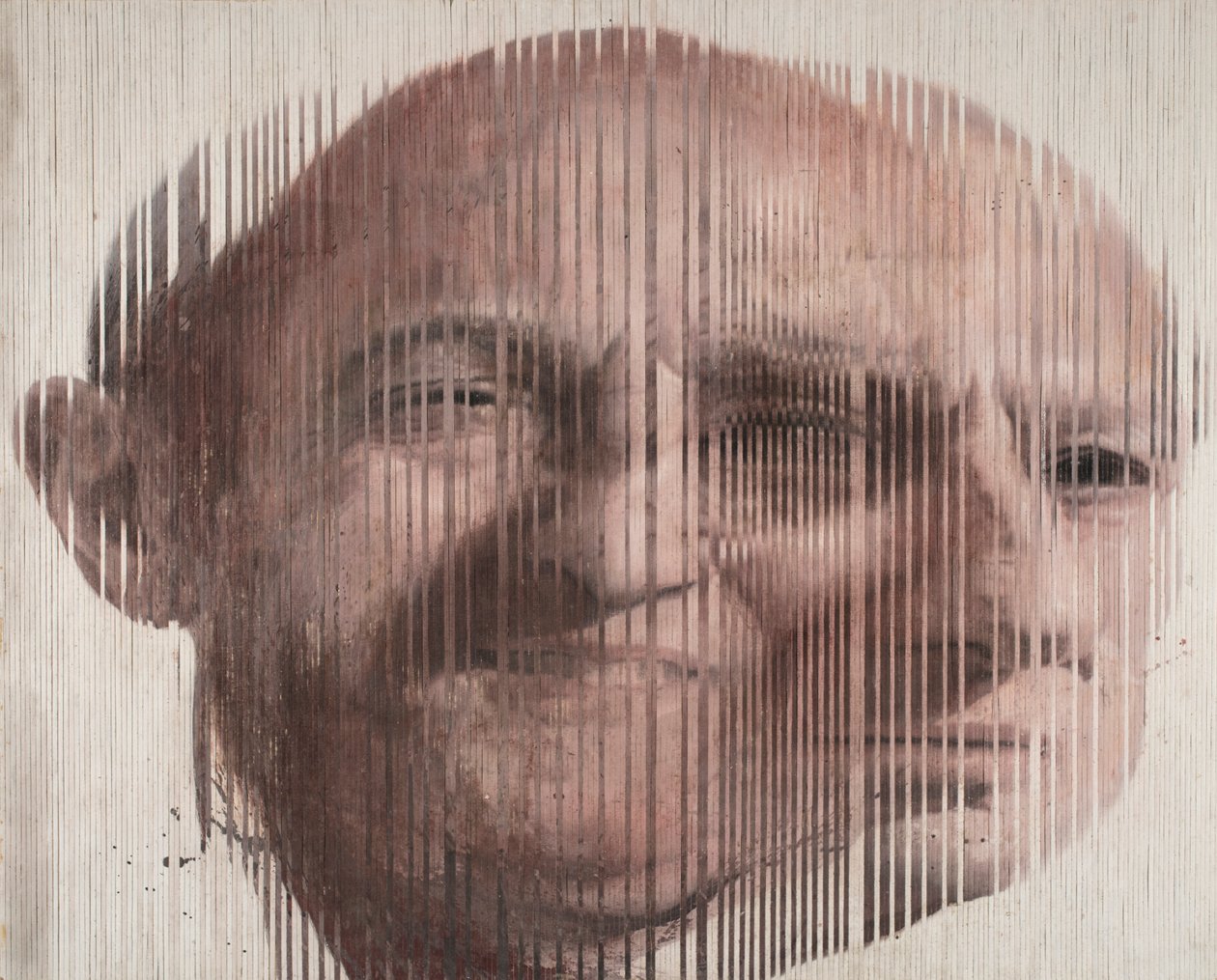 Face Fusion I, 2007 (óleo sobre tela cortado e aplicado em cartão) de Nicola Pucci