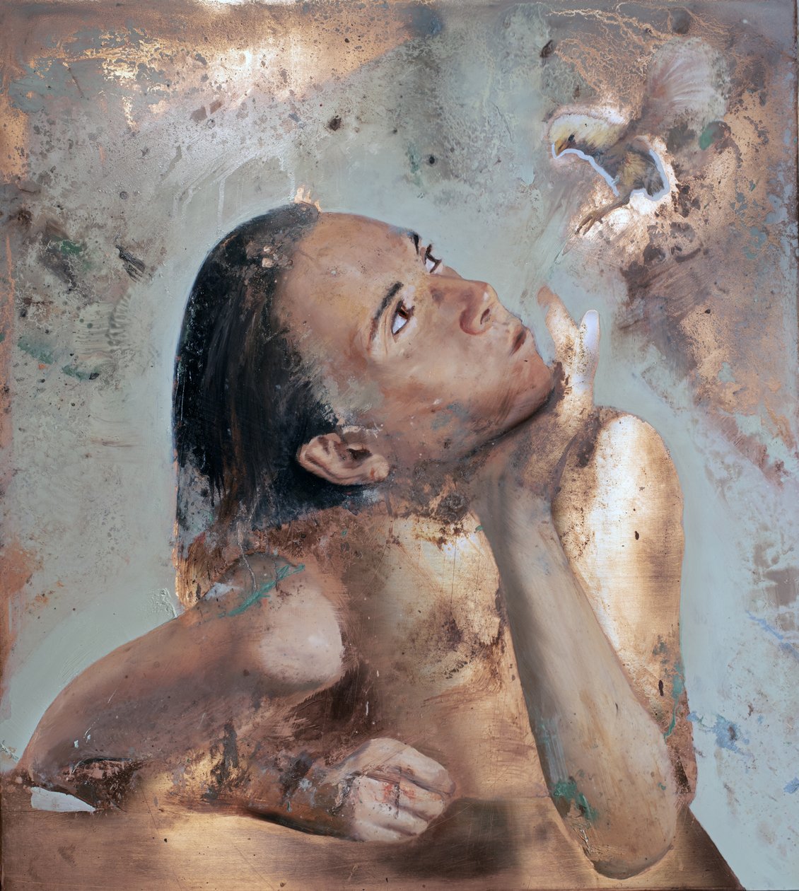 Lição de voo VII, 2023 (óleo sobre cobre) de Nicola Pucci