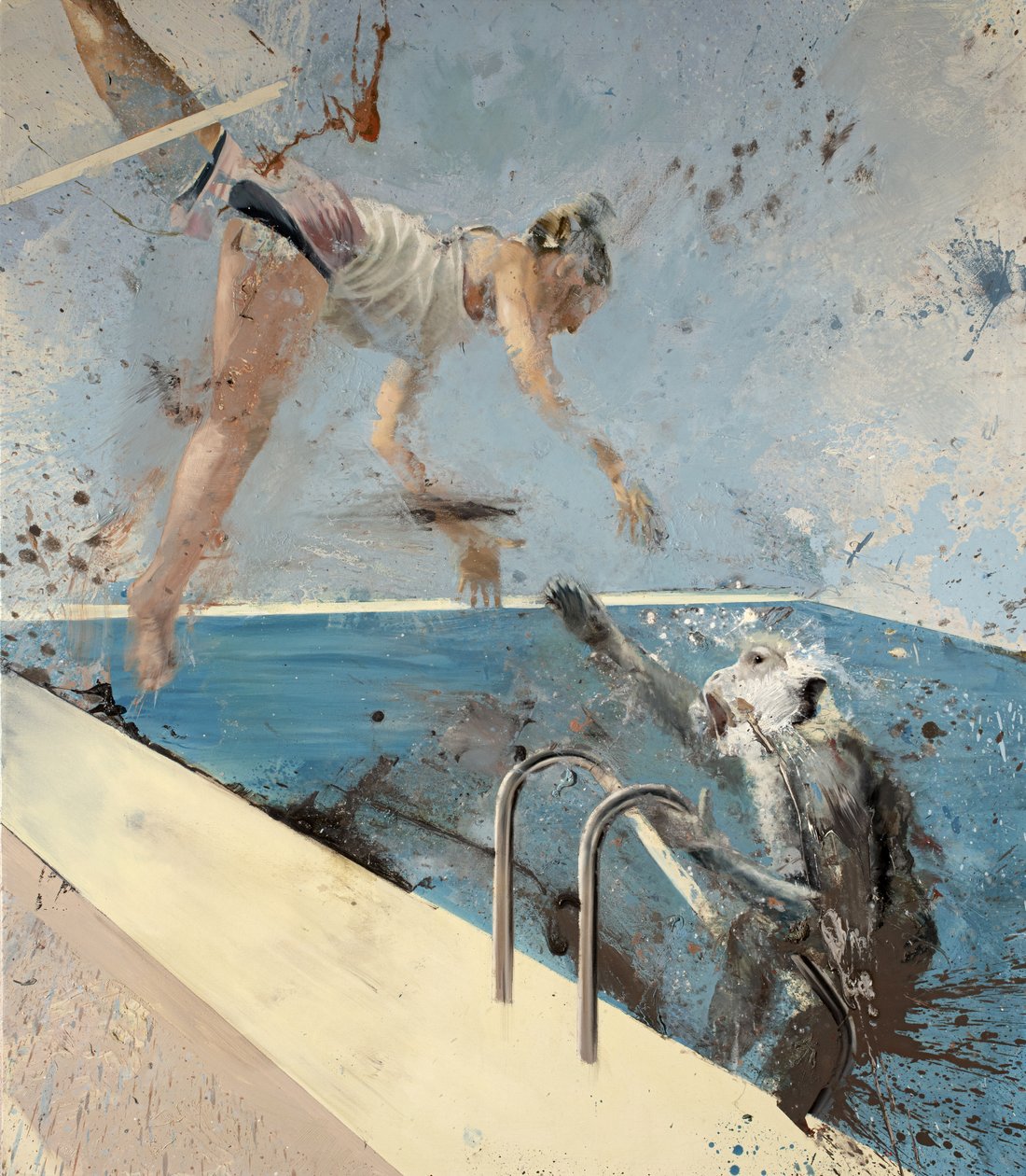 Macaco com trapezista, 2021 (óleo sobre tela) de Nicola Pucci