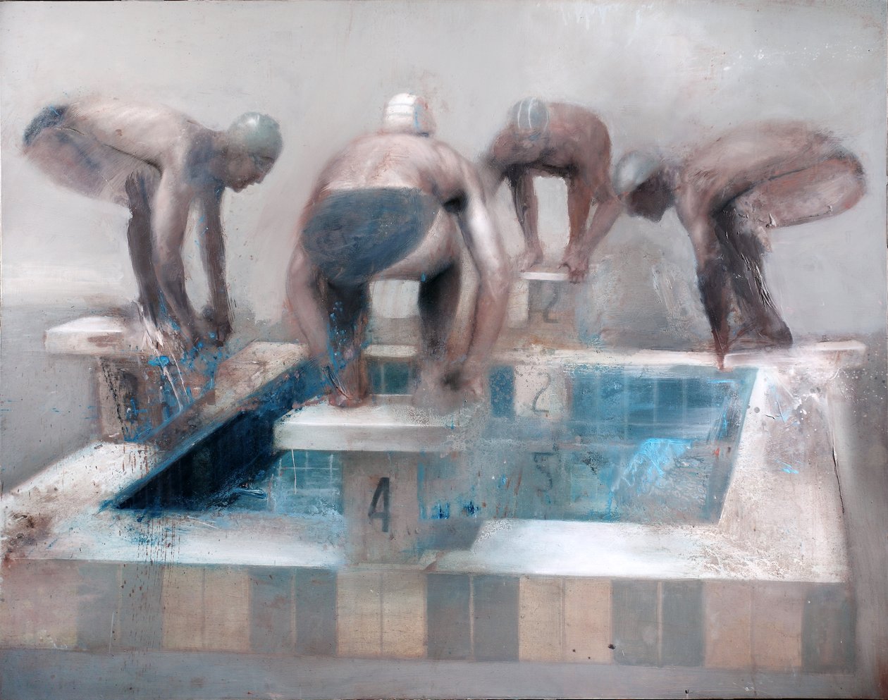 Nadadores, 2012 (óleo sobre tela) de Nicola Pucci