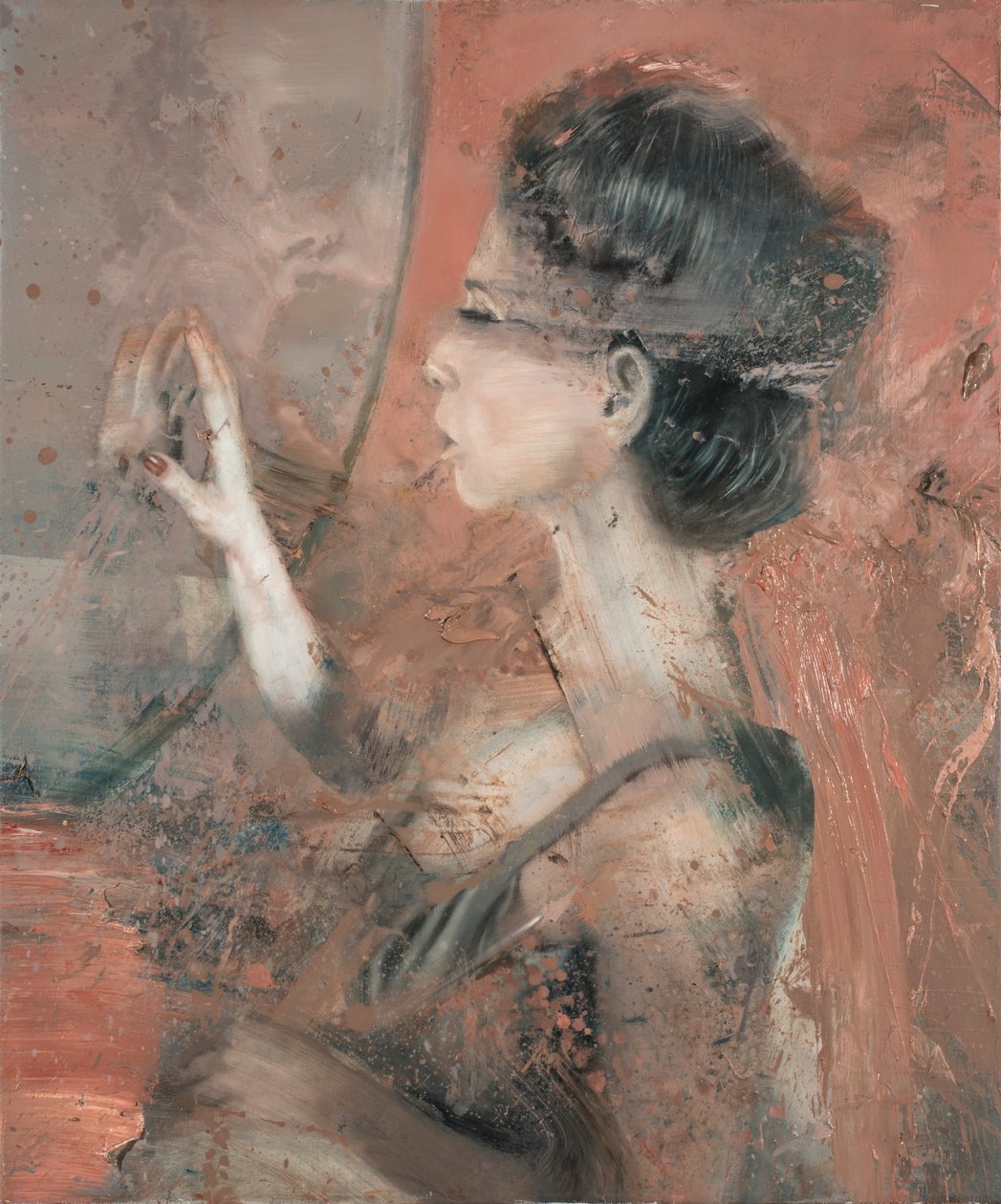 Mulher no espelho, 2019 (óleo sobre tela) de Nicola Pucci
