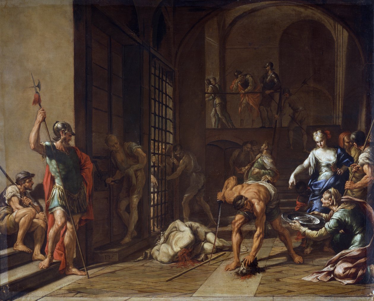 A decapitação de São João Baptista por Nicola Vaccaro (1634-1709, ou cerca de 1720), óleo sobre tela de Nicola Vaccaro