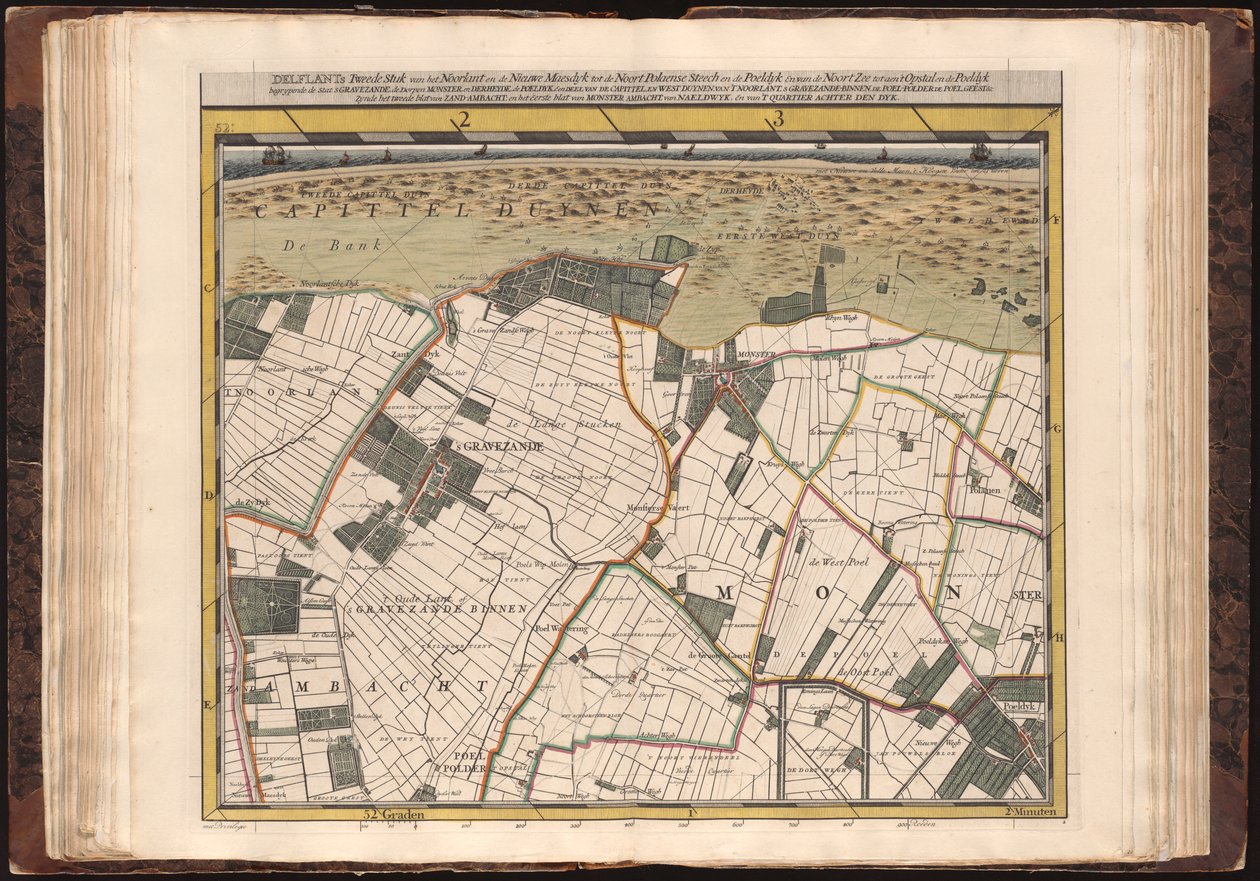 &39;Theoge of Delflant com todas as cidades, aldeias, artesanato, litmaten, polders, blocos, hughs, buerten, herdades, casas, árvore transeuntes, tuynen, campos, sluyzen, vaerten, vlieten, praias, duynen, dycken, estradas, cais, moinhos, pontes, m de Nicolaas Samuelszoon Cruquius