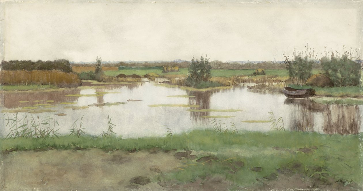 Uma lagoa em um prado de Nicolaas Bastert