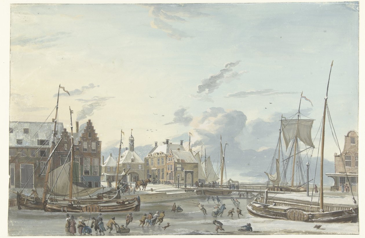 Vista de Inverno de Harlingen de Nicolaas Baur