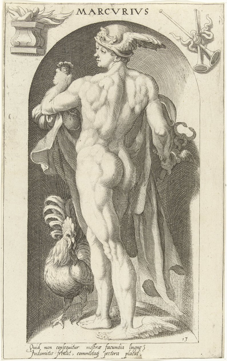 Mercúrio Marcvrivs (título no objeto) Deuses Antigos (título da série) de Nicolaas Braeu