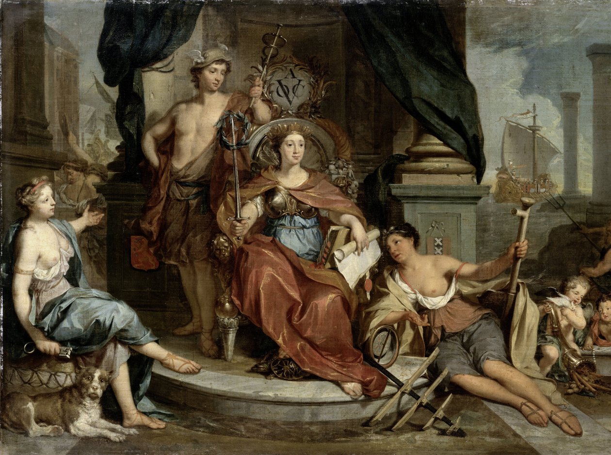 Apotheosis of the Dutch East India Company (Alegoria da Câmara de Comércio de Amsterdão do COV) de Nicolaas Verkolje