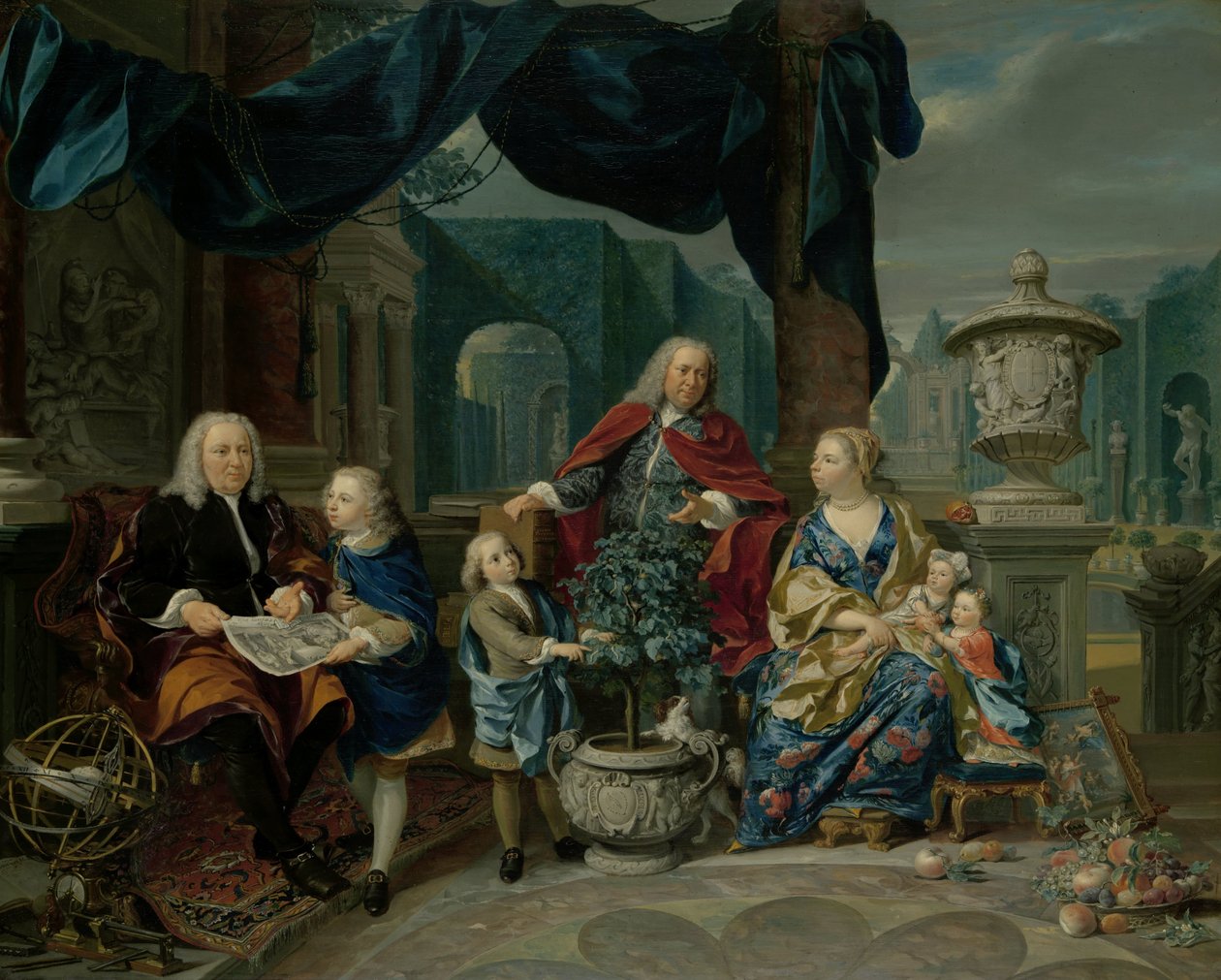 Retrato de David van Mollem com a sua Família
Retrato de David van Mollem com a sua família de Nicolaas Verkolje