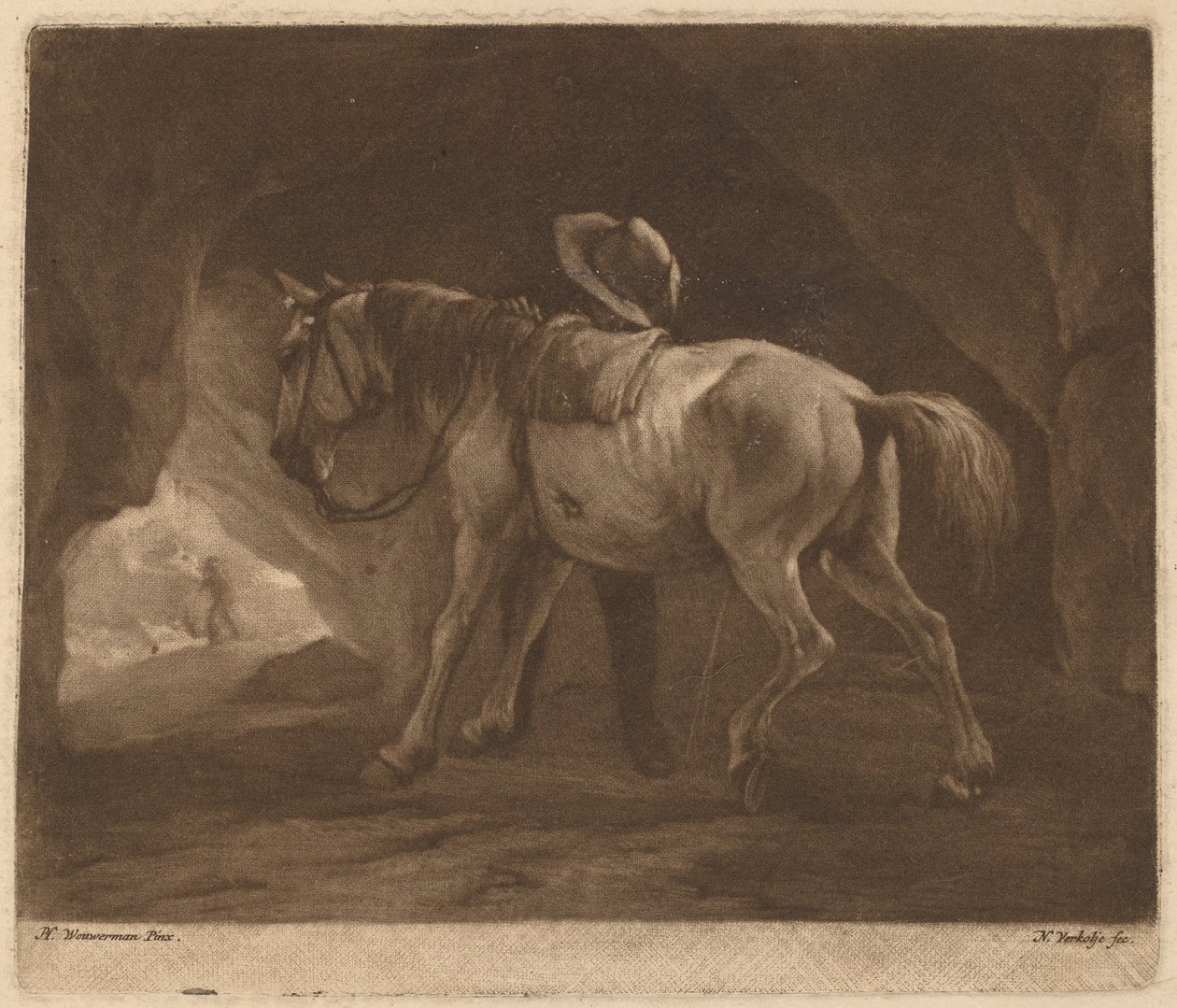 O Cavalo Irritado de Nicolaas Verkolje after Philips Wouwerman