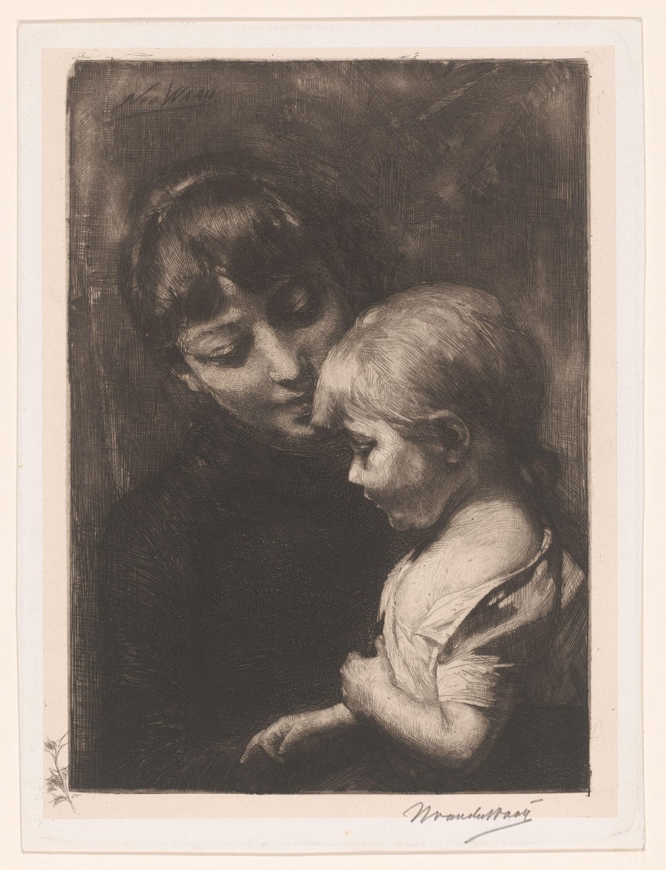 Mulher com criança de Nicolaas van der Waay (signed by artist)