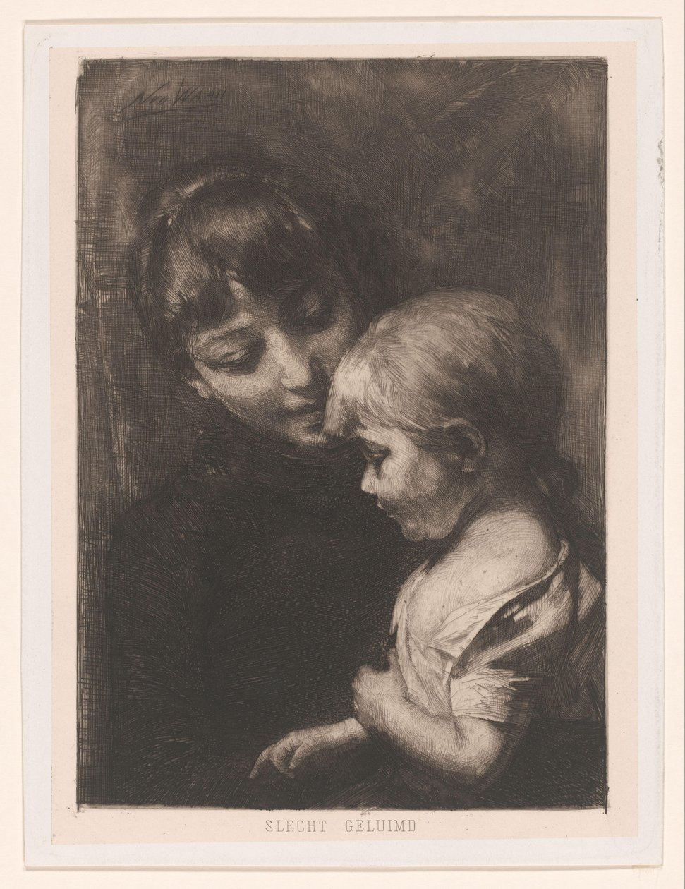 mulher com filho Mau temperamento (título no objeto) de Nicolaas van der Waay