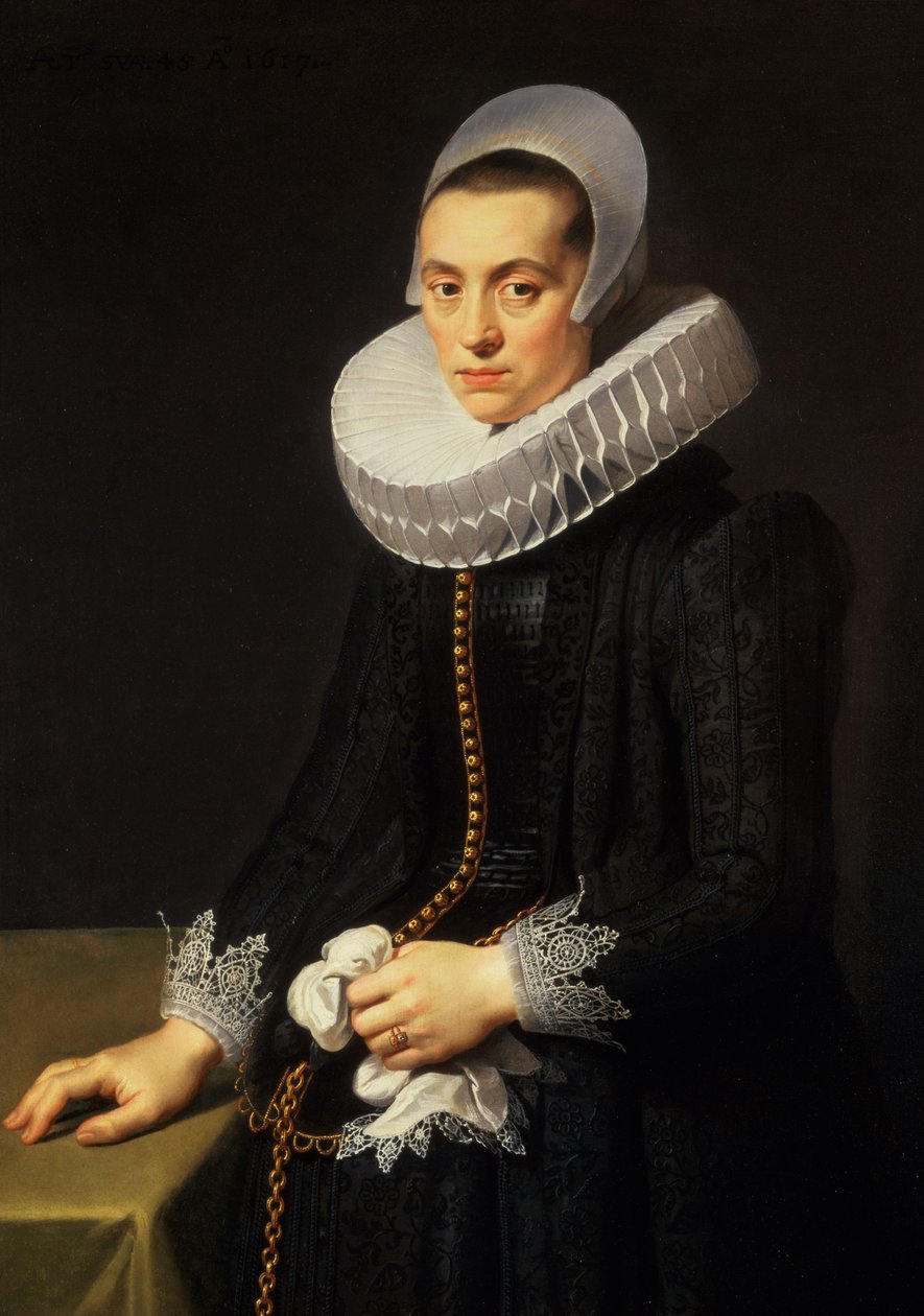 Retrato de uma senhora em um vestido preto de Nicolaes Eliasz
