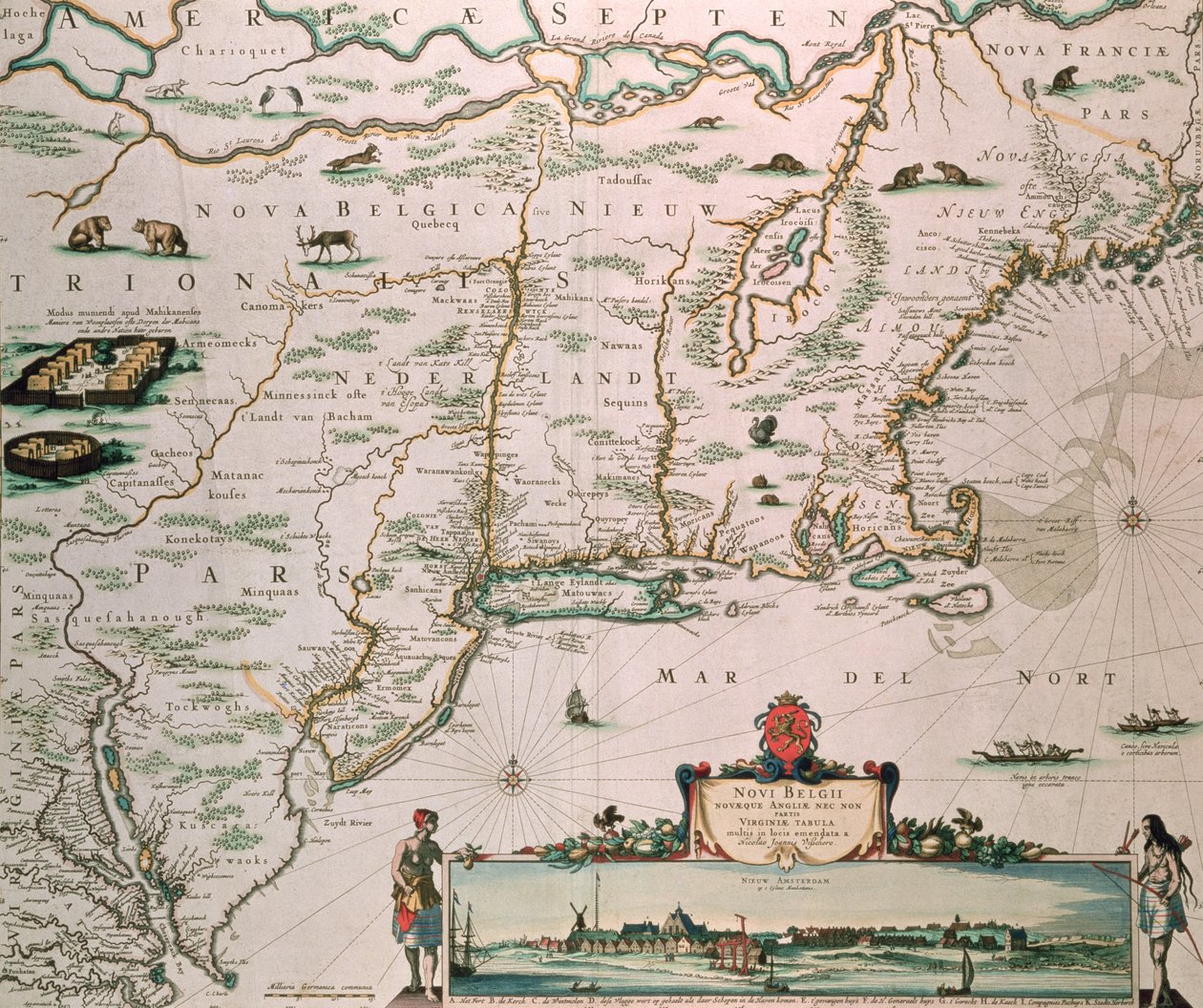 Nova Bélgica, placa de &39;Atlas Contractus&39; c.1671 de Nicolaes Jansz Visscher