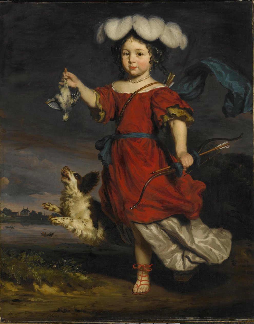 Um retrato de uma criança em um carrinho de cabra de Nicolaes Maes