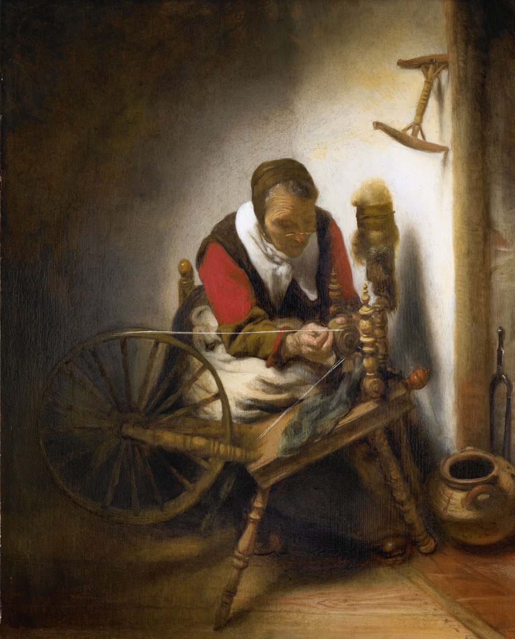 Uma mulher girando. de Nicolaes Maes