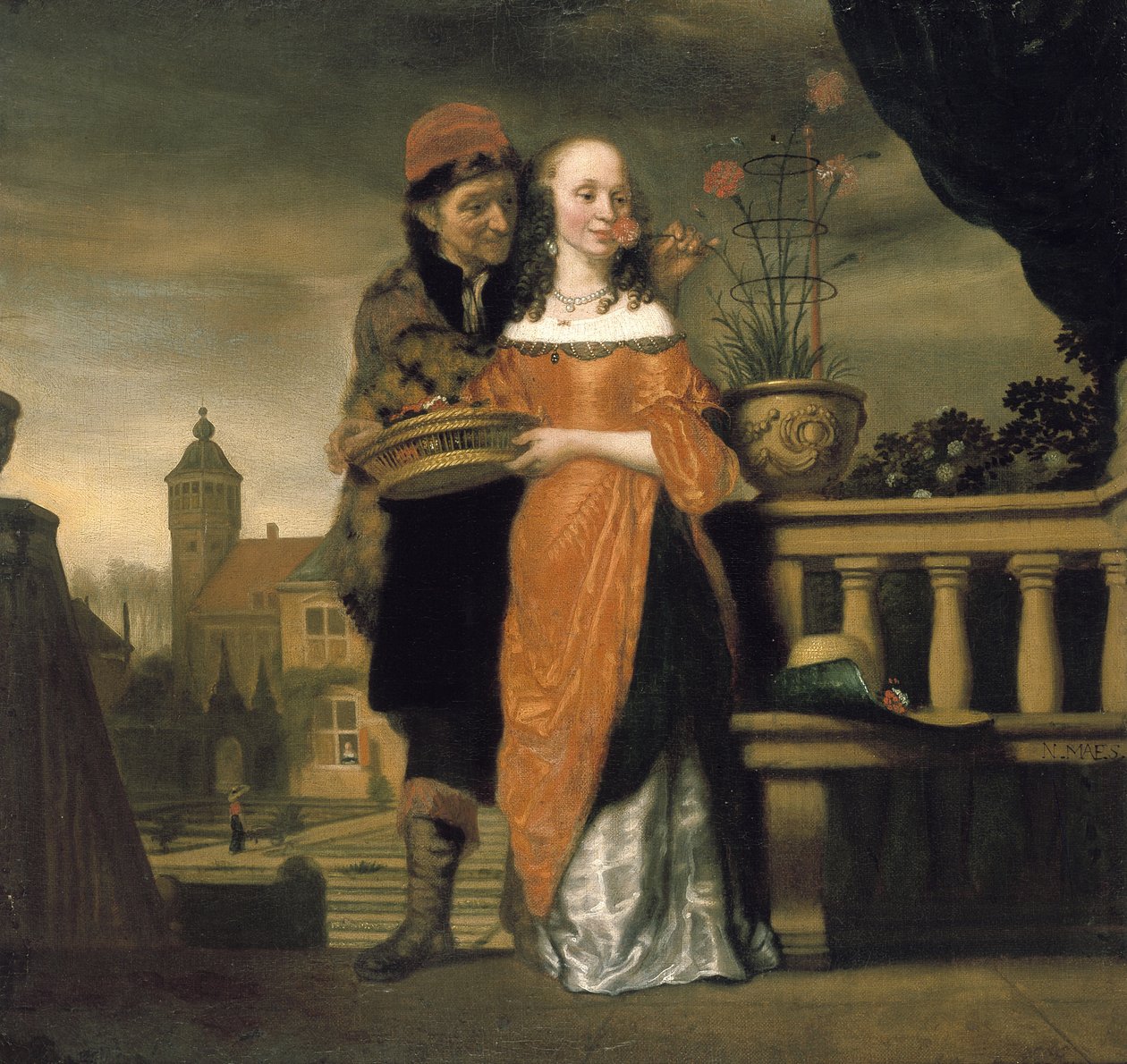 Uma Alegoria do Sentido do Cheiro, século XVII de Nicolaes Maes