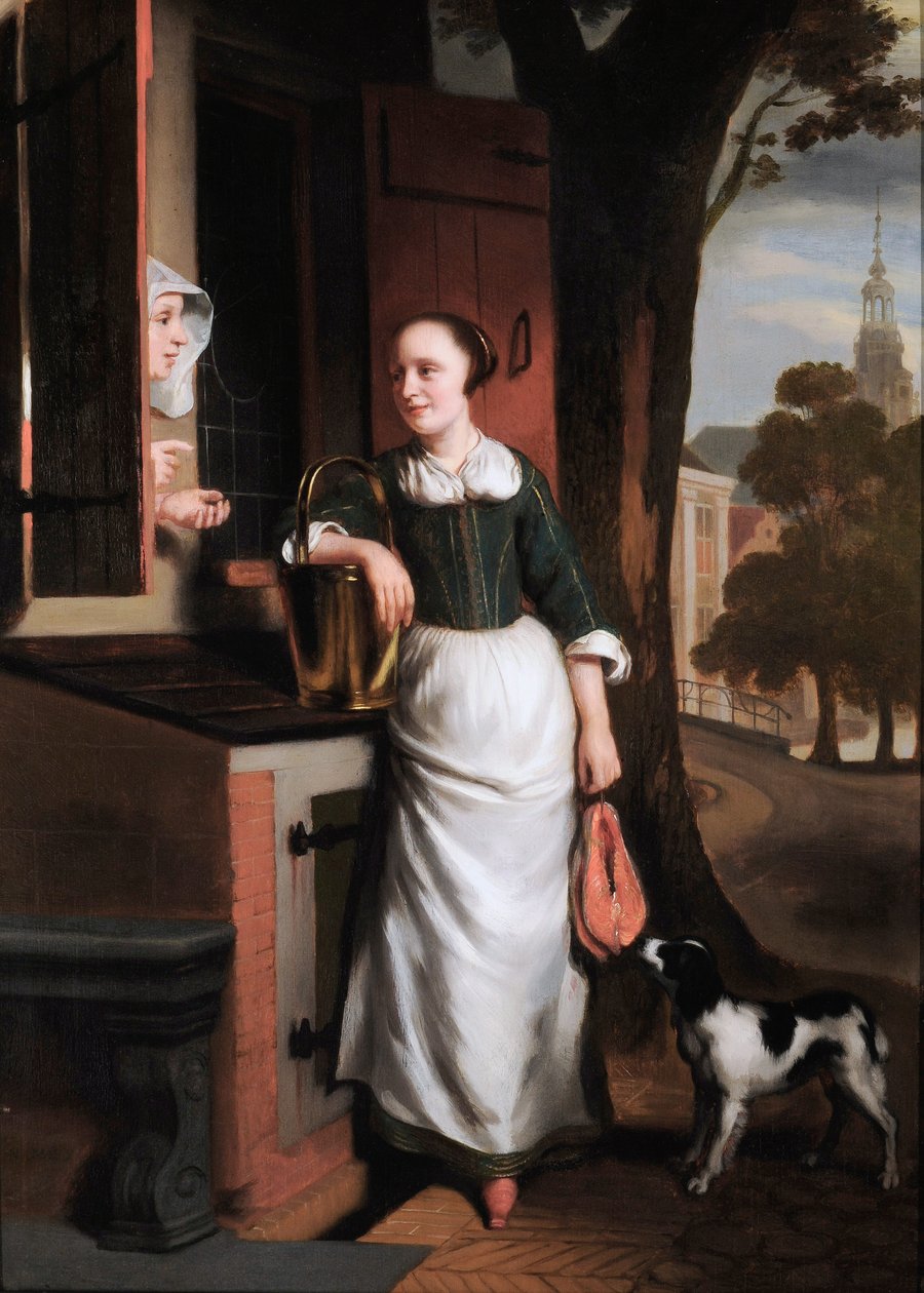 Duas donas de casa tagarelando de Nicolaes Maes