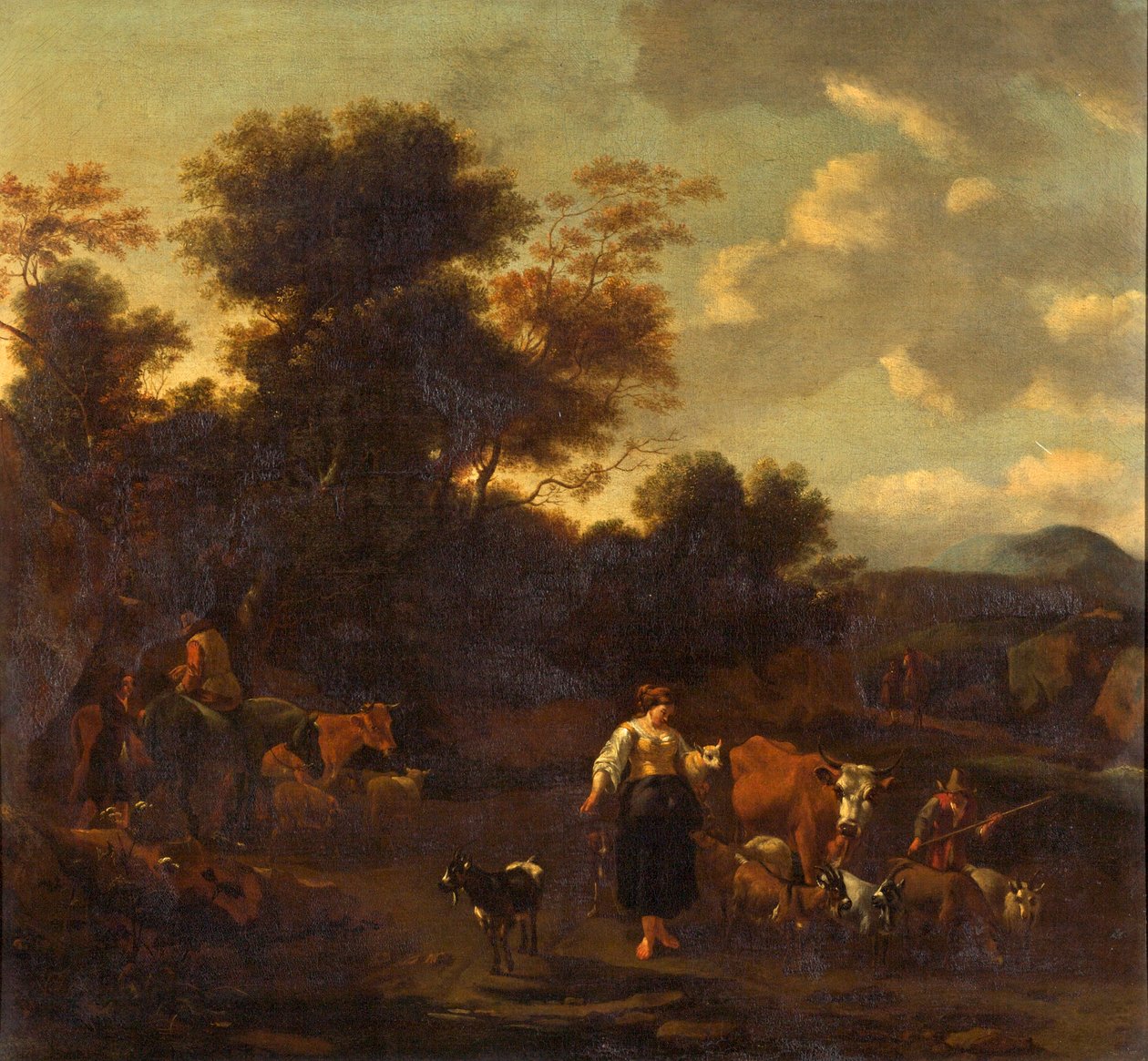 Paisagem com figuras e animais de Nicolaes Pietersz. Berchem