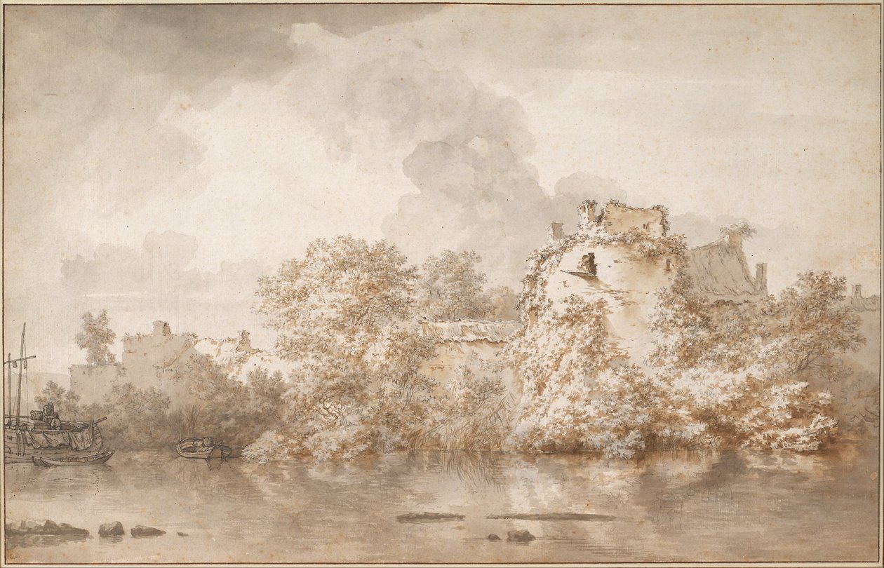 Paisagem do rio perto de montfoort, c. 1655 de Nicolaes Pietersz. Berchem