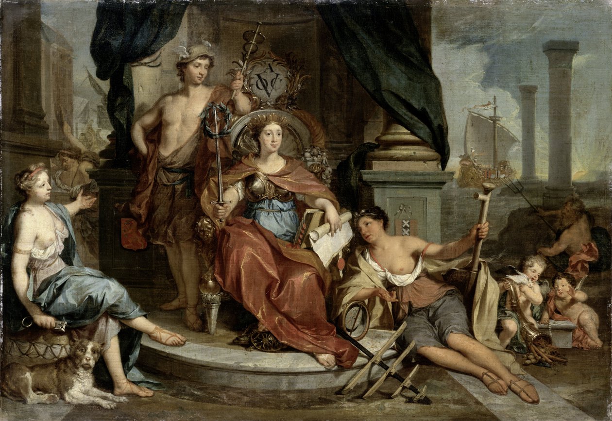 Apoteose da Companhia Holandesa das Índias Orientais (Alegoria da Câmara de Comércio de Amsterdã da VOC), 1702-46 de Nicolaes Verkolje