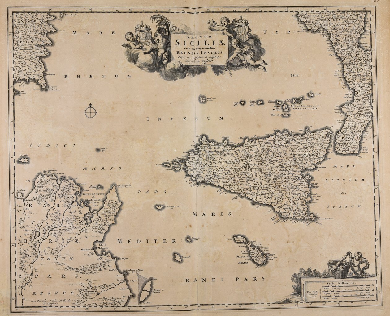 Reino de Sicília com reinos e ilhas vizinhas; de Nicolaes Visscher