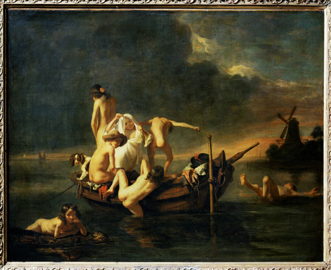 La Beignade - O banho ... de Nicolaes (follower of) Maes
