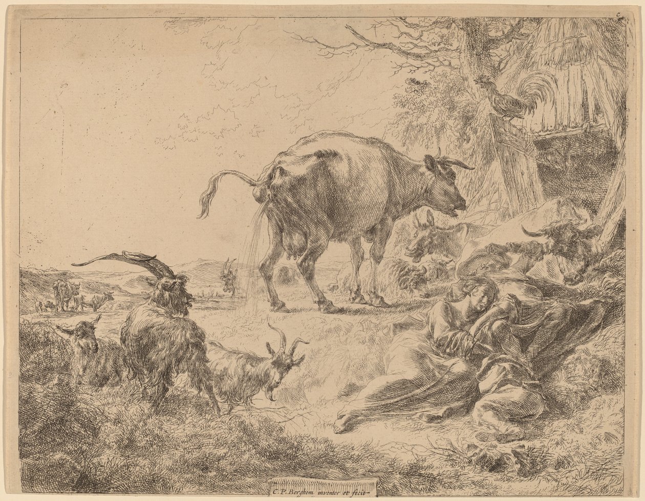 Vaca Mijando. de Nicolaes Berchem