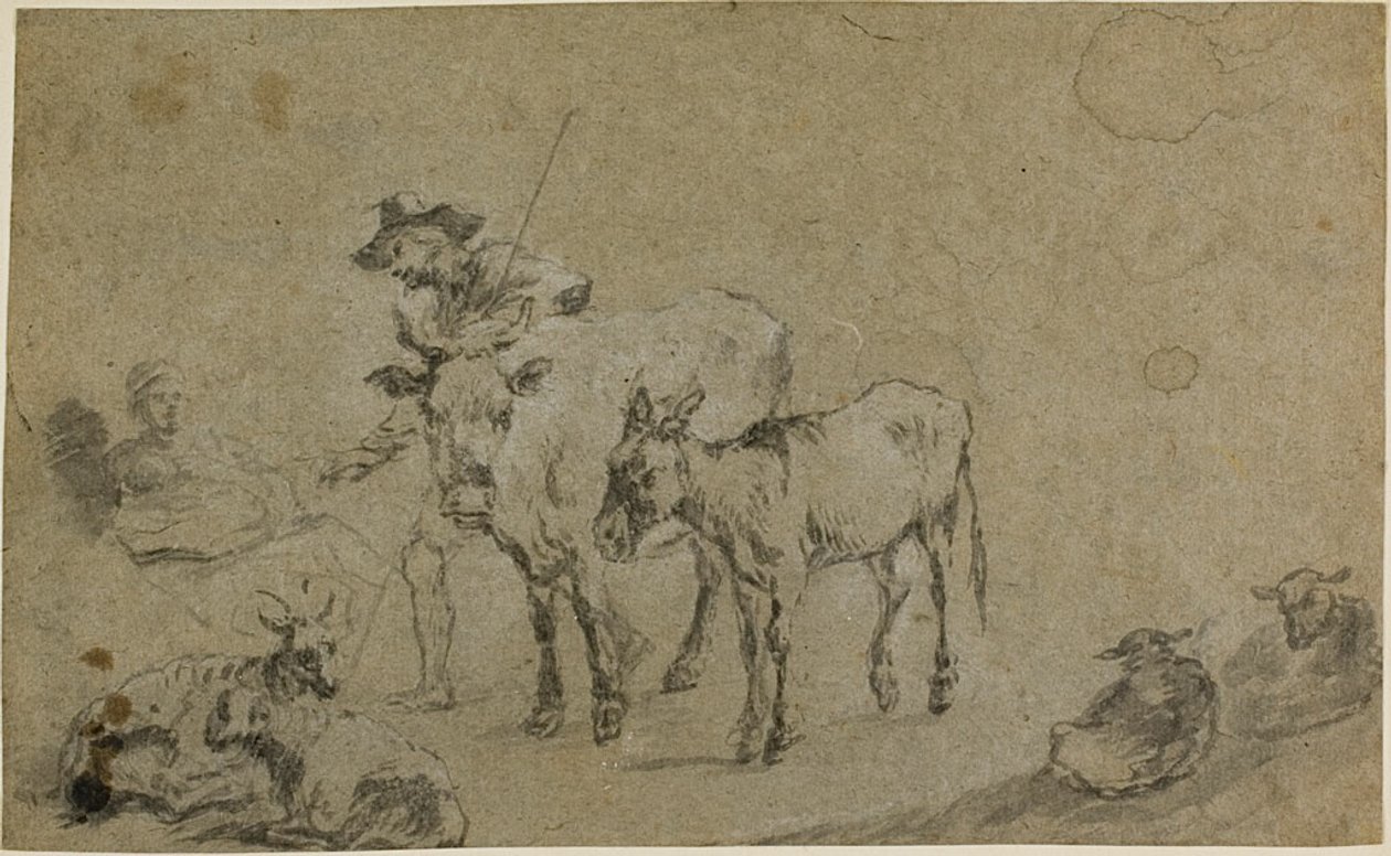 Pastor com vaca, burro e ovelha de Nicolaes Berchem