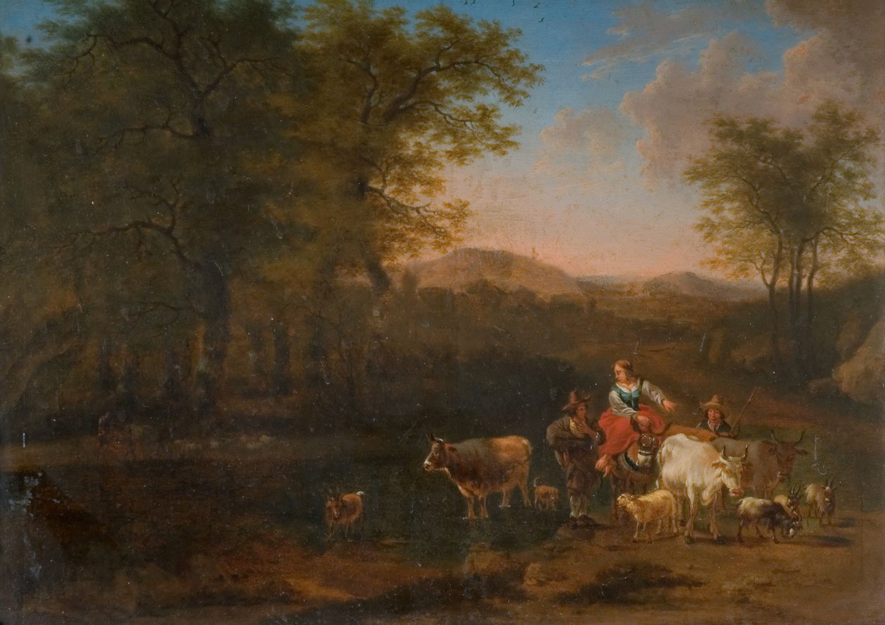Paisagem Pastoral Com Figuras, 1683. de Nicolaes Berchem