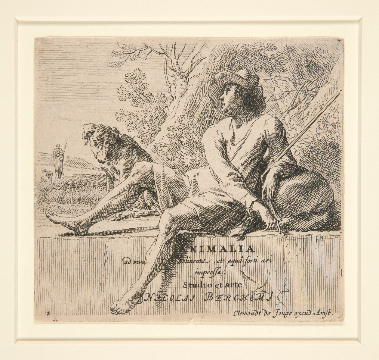 Pastor sentado sobre uma pedra (de de Nicolaes Berchem
