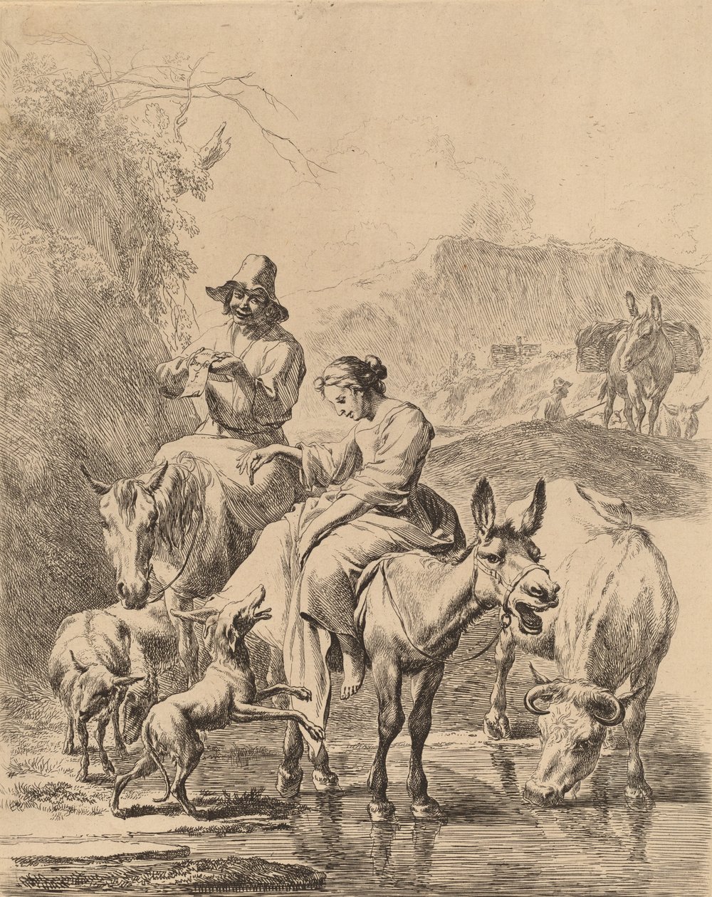 Pastora em um burro. de Nicolaes Berchem