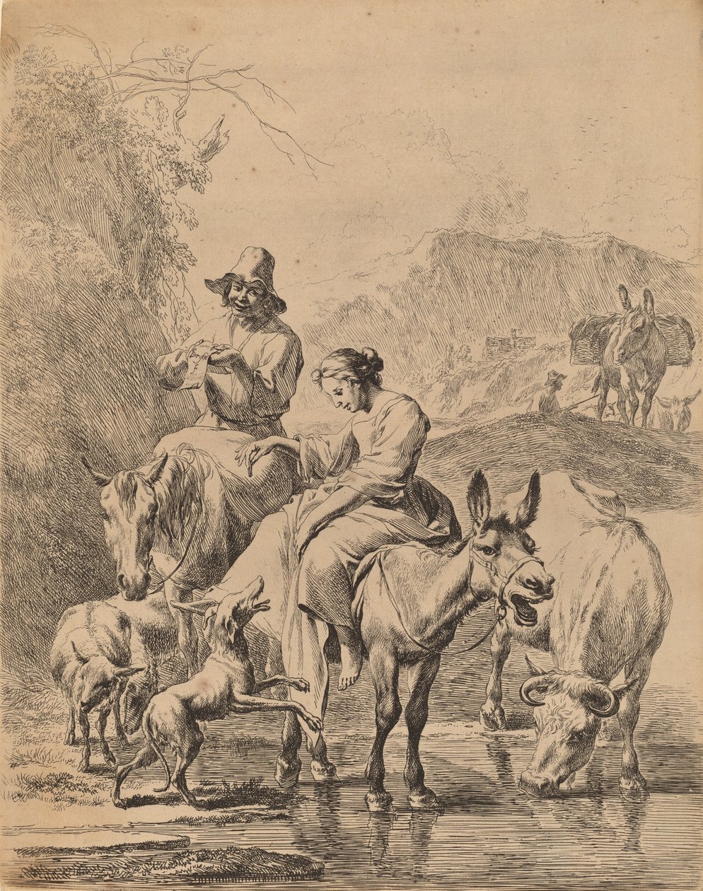 Pastora em um burro, 1655. de Nicolaes Berchem