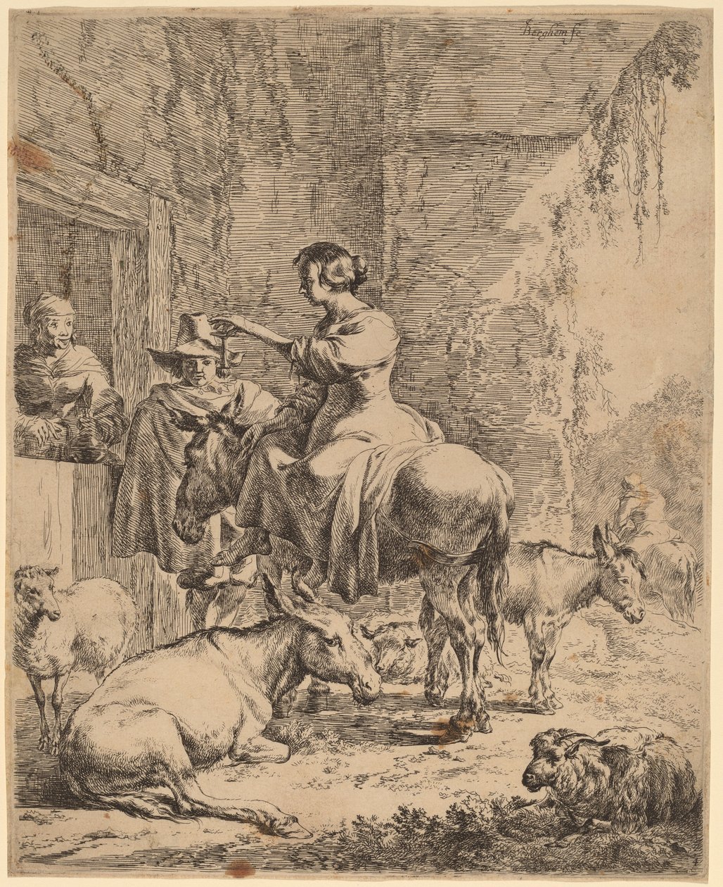 O Descanso antes da Pousada. de Nicolaes Berchem
