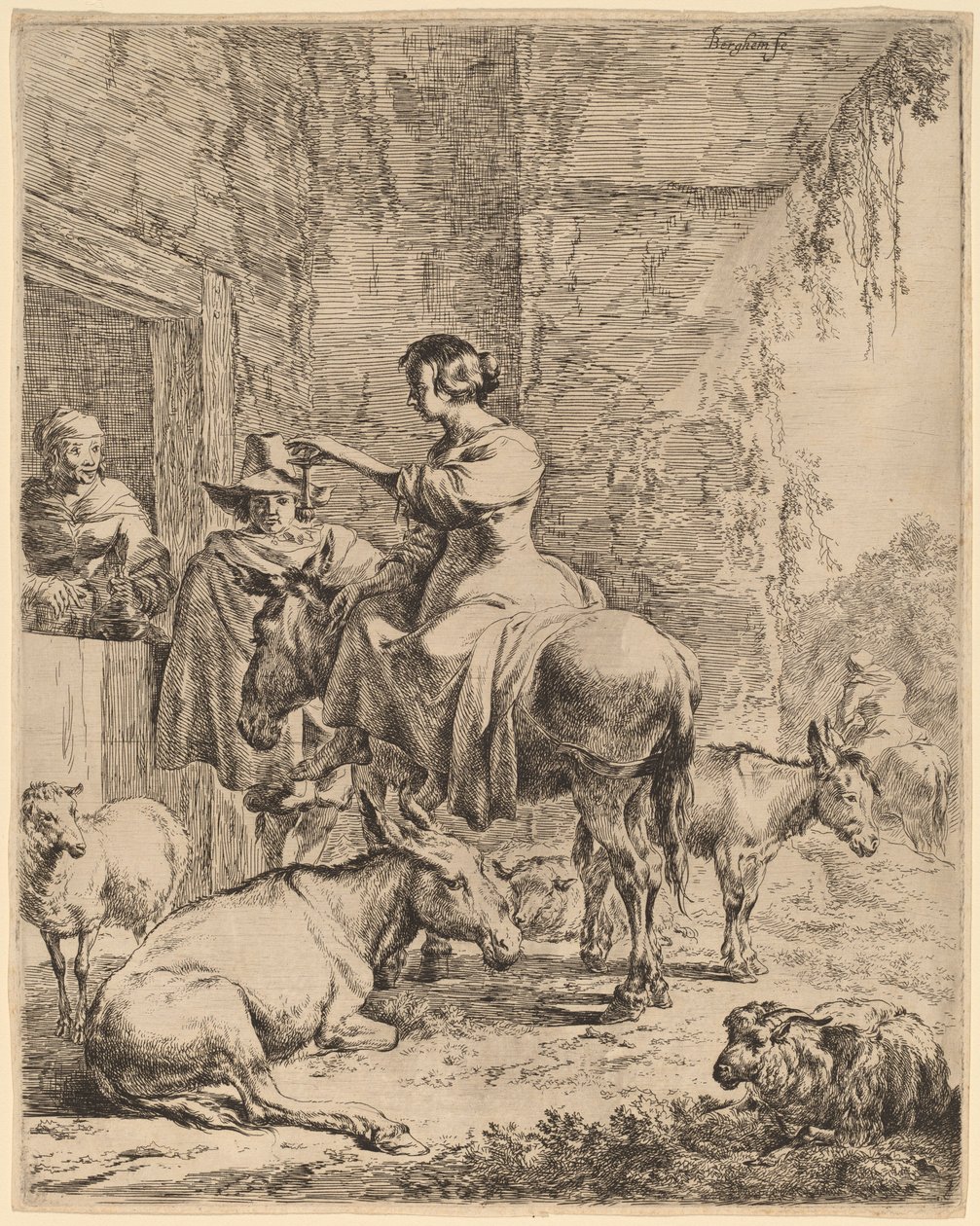 O Descanso antes da Pousada. de Nicolaes Berchem