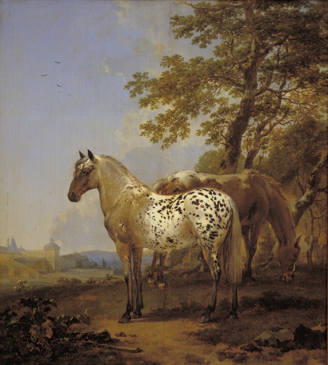 Dois cavalos em uma paisagem de Nicolaes Berchem