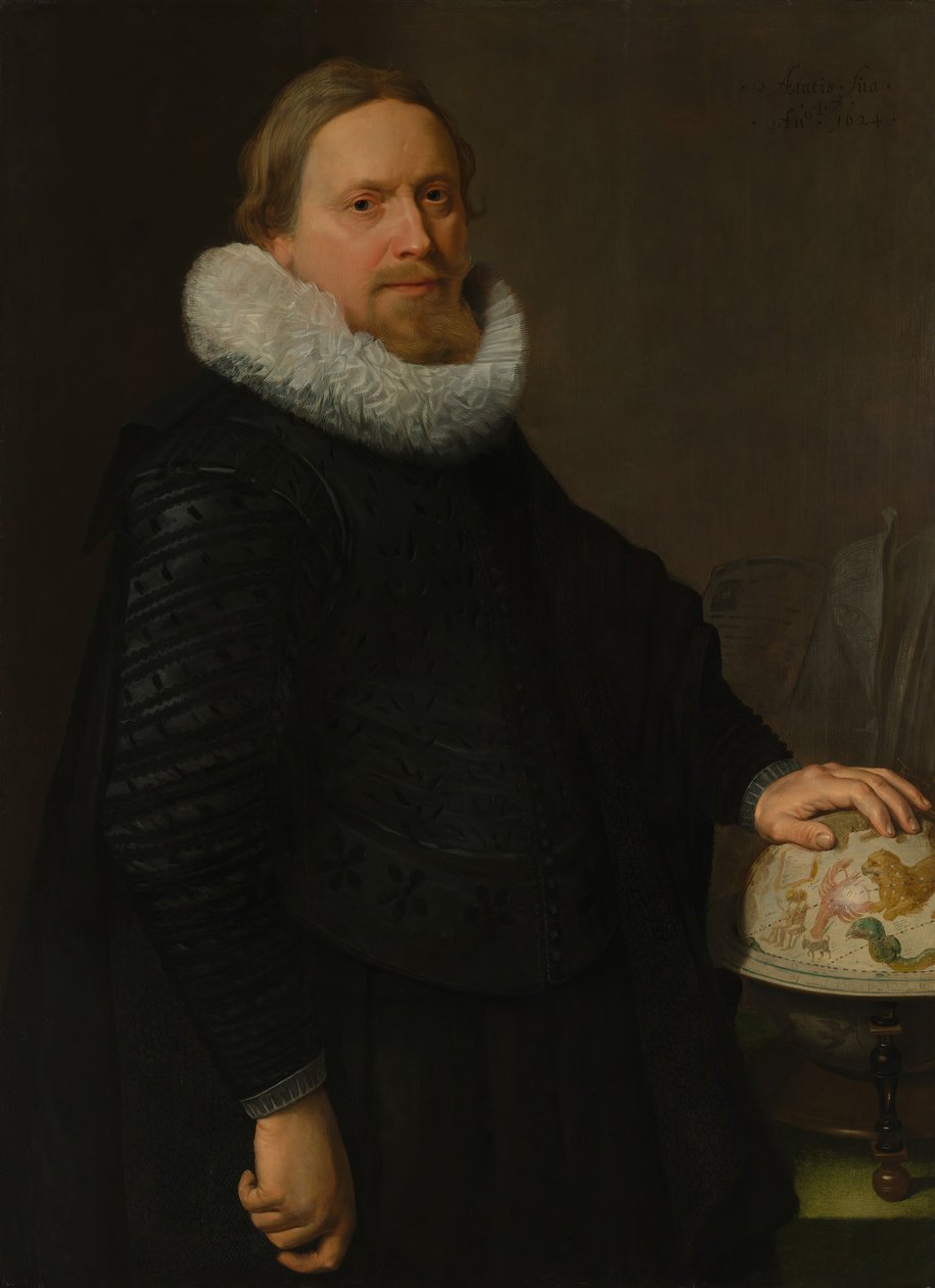 Homem com um Globo Celestial, 1624. de Nicolaes Eliasz Pickenoy