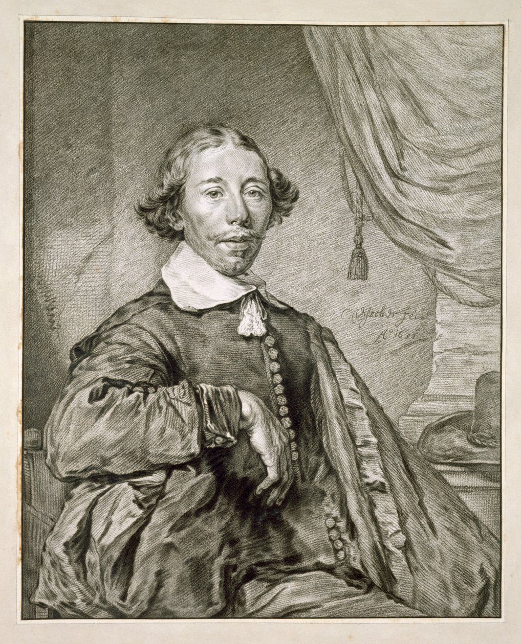 Retrato de um homem, 1681 (lito) de Nicolaes Jansz Visscher