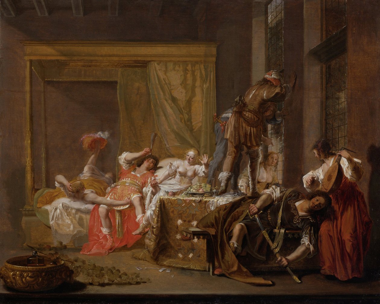 Companhia em um bordel Messalina und Gaius Silius, 1655 de Nicolaes Knüpfer