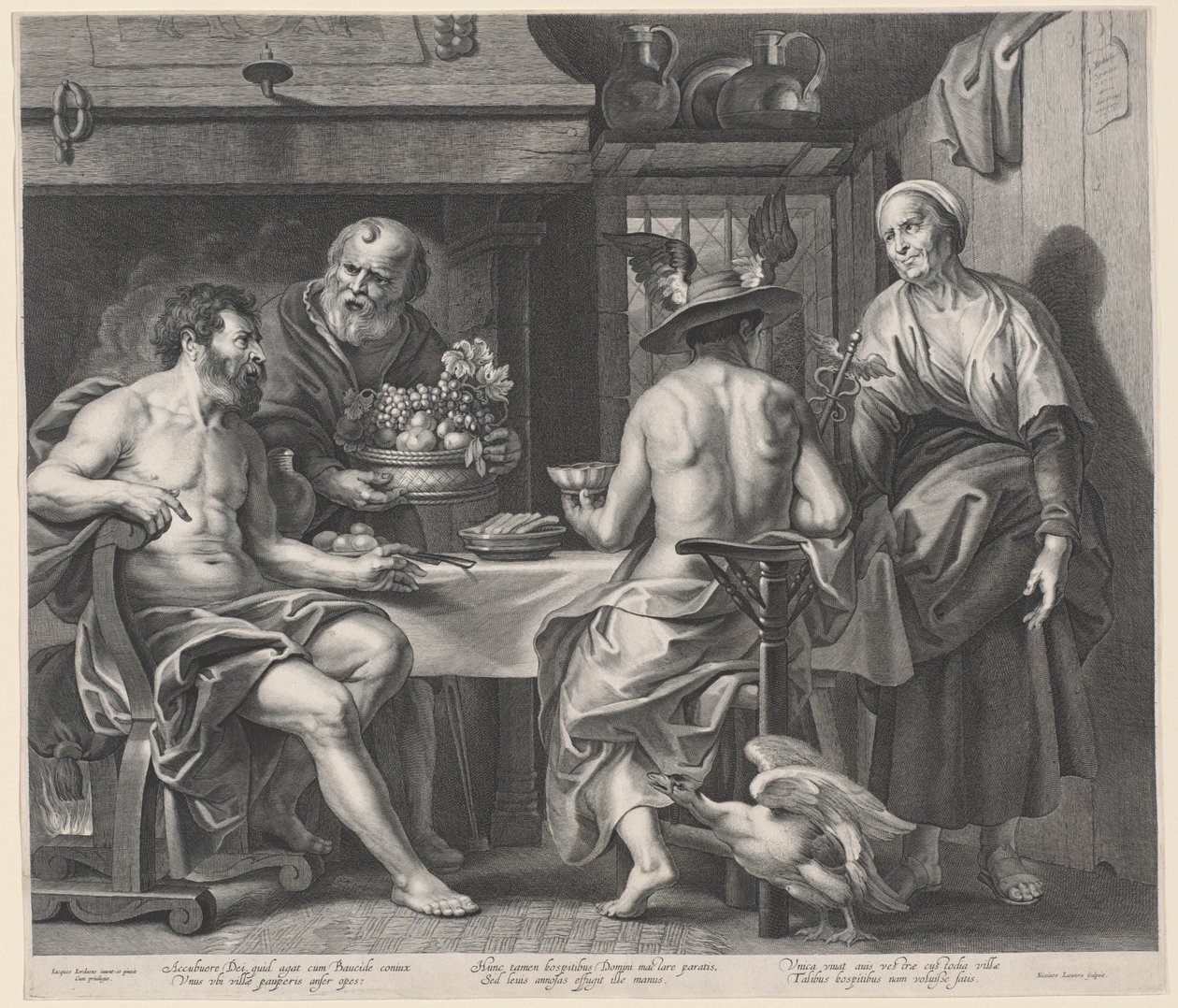 Júpiter e Mercúrio Entretidos por Filemon e Baucis de Nicolaes Lauwers, after Jacob Jordaens