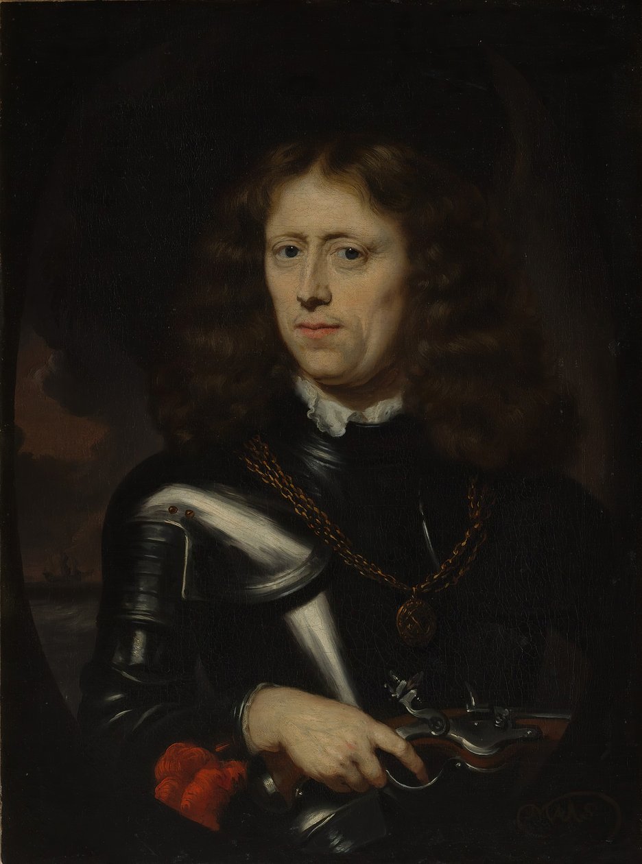Almirante Jacob Binkes, nascido por volta de 1640, morreu em 1677. de Nicolaes Maes